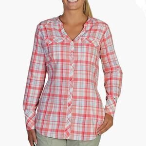 ExOfficio Airhart Long Sleeve Button Down Shirt in 'Nectar' Plaid Size Small